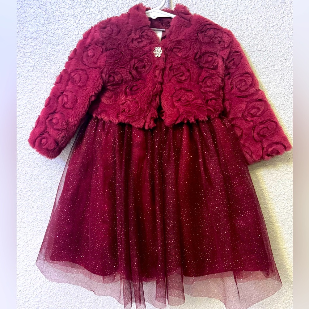 Formal burgundy Floral Dress w/Jacket